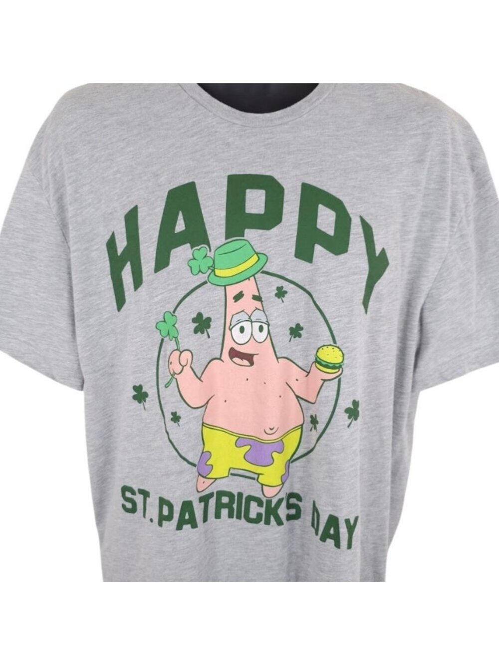 SpongeBob SquarePants T Shirt Mens Size XL Gray Happy St Patricks Day